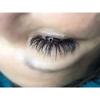 Wet look mermaid eyelash extensions.  Call or text (626) 824-2674 to book your appointment. instagram.com/VirginiaValverde