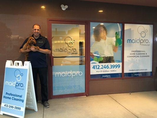 Mike McGowan with Heidi outside of MaidPro Pittsburgh