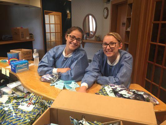 Our fantastic hygiene team making dental care bundles for the WV flood victims. Special thanks to Mrs...