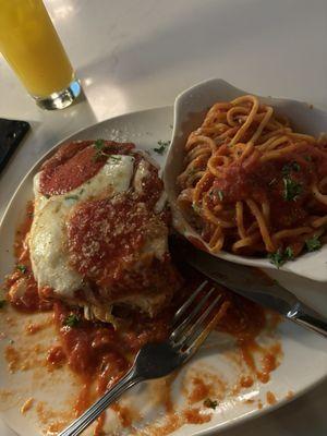 Chicken parm with spaghetti