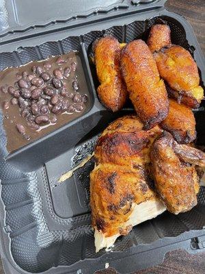 Black beans, plaintains, brasa chicken