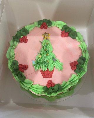 Christmas Cake 2022 -vanilla with mocha filling and buttercream frosting