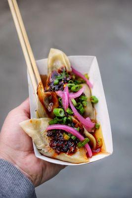 Veg Dumplings with Chili Crunch