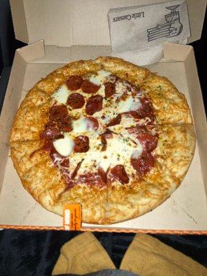 A very disappointing, half crust/half pizza pizza