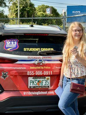 Kaitlyn's a student driver no more!! Thanks 911 Driving School.