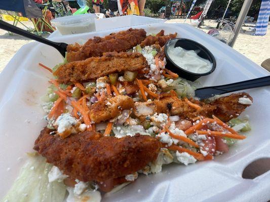 Fried buffalo chicken salad