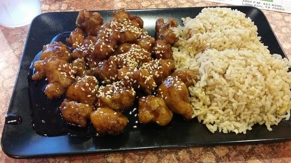 Sesame chicken lunch special with fried rice