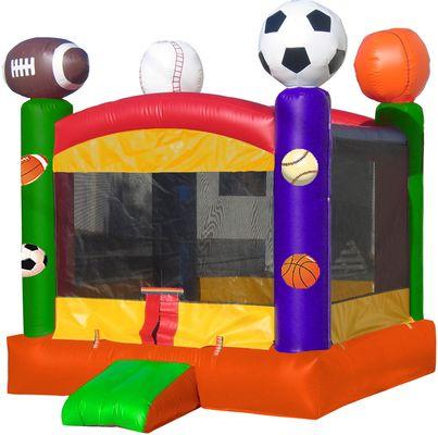 If you don't have much room in your backyard, consider one of our 9x9 jump houses including this Sports Theme 9x9!