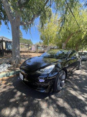 Black Tesla Treated with our Wet Package-
Both Interior & Exterior Detail