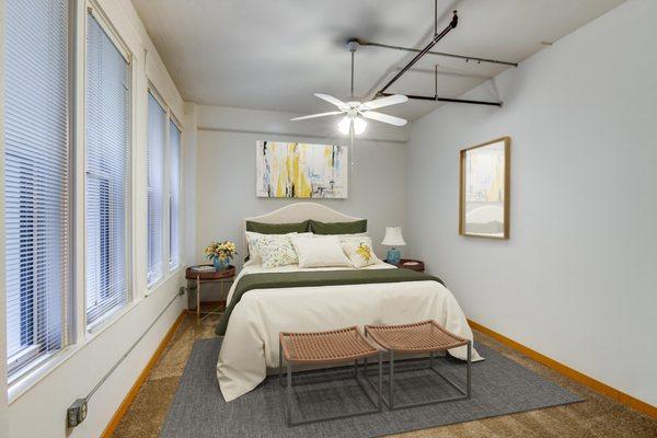 Library Lofts Apartment Bedroom Example