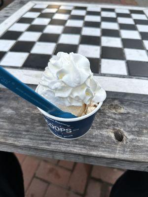 Peanut Butter Pie with whipped cream on top.