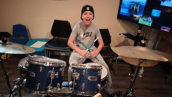 Beginner 1 percussion student after practice