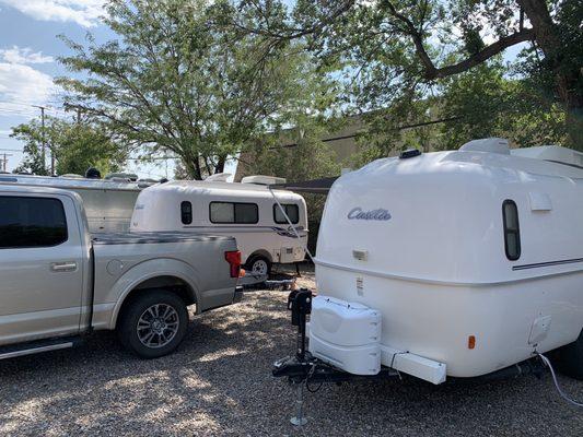 Our Casita along side another.  We have shade.