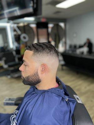 Mens cut with beard line up