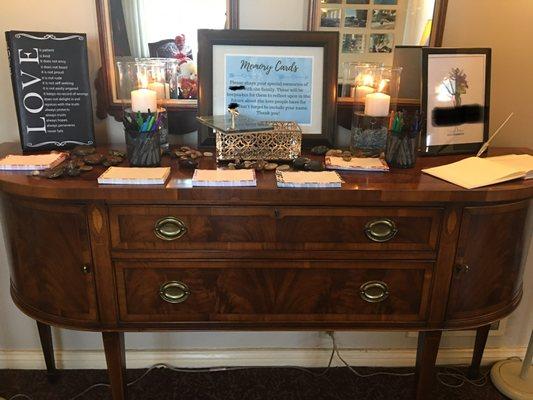 Entrance to the mortuary. We used their table to set up sign in book and memory cards for visitors to write their memories.