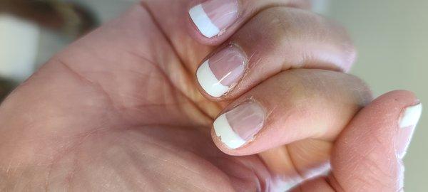 Chip on French-tip manicure after 2 days