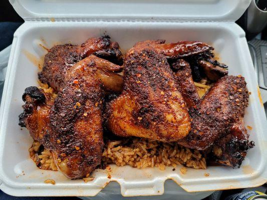 5 pc spicy teriyaki wings over fried rice