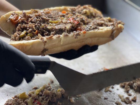 Cheesesteak , red peppers, sweet peppers