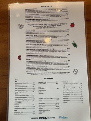 Menu back