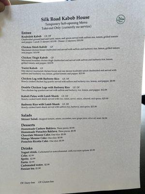 Temporary Menu