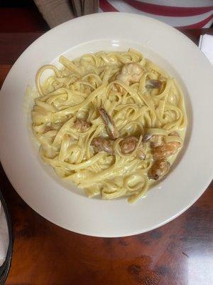 Shrimp Fettuccine Alfredo. Delicious