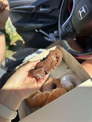 Unglazed chocolate old fashioned donut