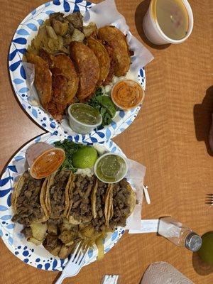 Tacos de res and queso birria