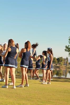 Leland High cheerleaders at Almaden Valley Art and Wine festival