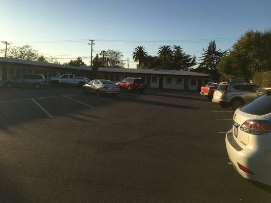 Always plenty of free parking in back lot of Alum Hills Dental office, 27 spaces in secure fenced area for patients San Jose,CA East Hills