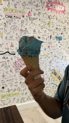 Cookie monster in a waffle cone