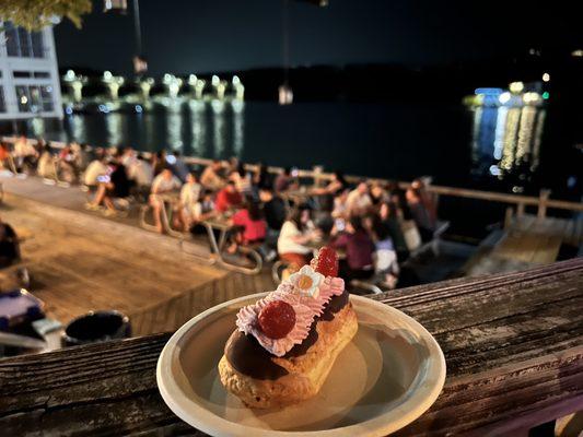 Raspberry cream eclair