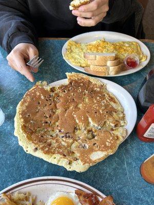 Single Banana Nut Cake, Meat and Potato omelette, and their two eggs meat and potatoes