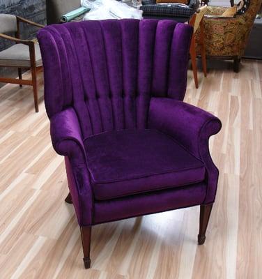 A purple channel back chair.