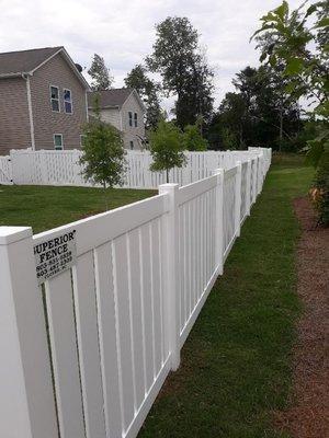 White vinyl semi privacy fence