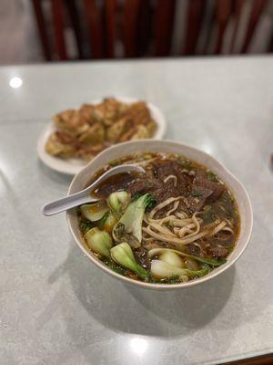 Roast beef Noodle and Pork Dumpling