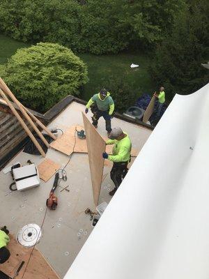 New drain, insulation board prior to new tpo membrane.