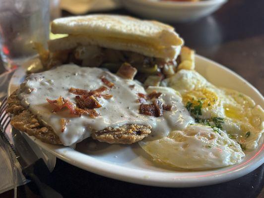 Chicken Fried Steak w/ over medium eggs