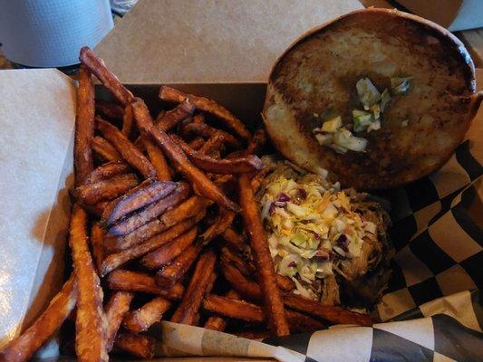 Pulled Pork Sandwich (with Sweet Potatoe Fries)