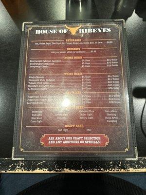 Back of Menu