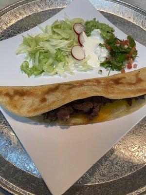 Asada quesadilla with handmade tortillas