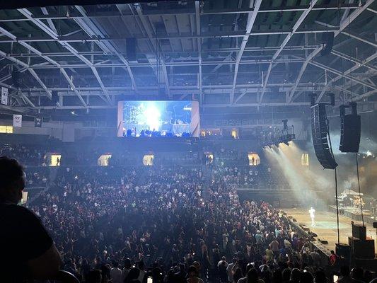 Crowd shot and roof structure