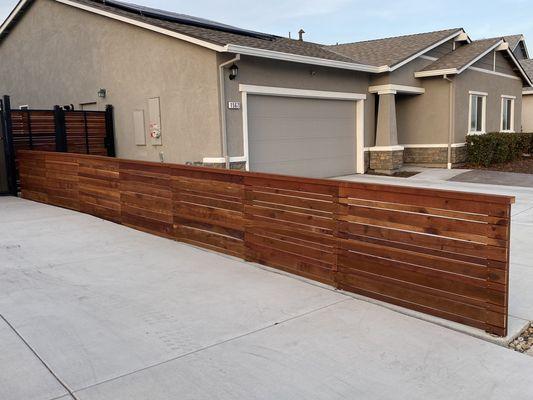 Custom horizontal fence with stain.