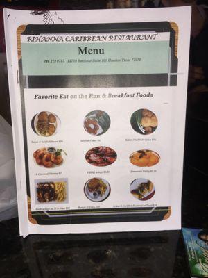 Front of menu