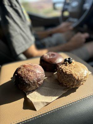 apple fritter, chocolate cake, blueberry pancake