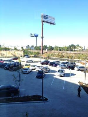 Some of the parking lot troughs the 2nd floor windows.