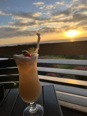 Sunset with delicious cocktail