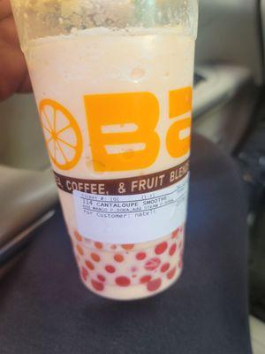 Cantaloupe Smoothie with Mango and Strawberry Boba, is always a great way to cool down in a Hot Day