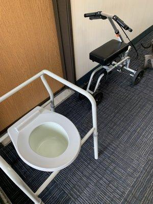 Donated new bedside commode and steerable knee walker