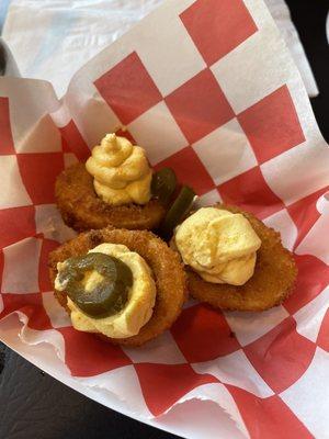 Deep fried deviled eggs...minus one