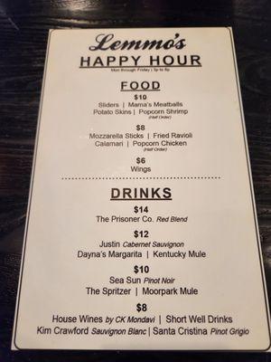 New Happy Hour Menu!